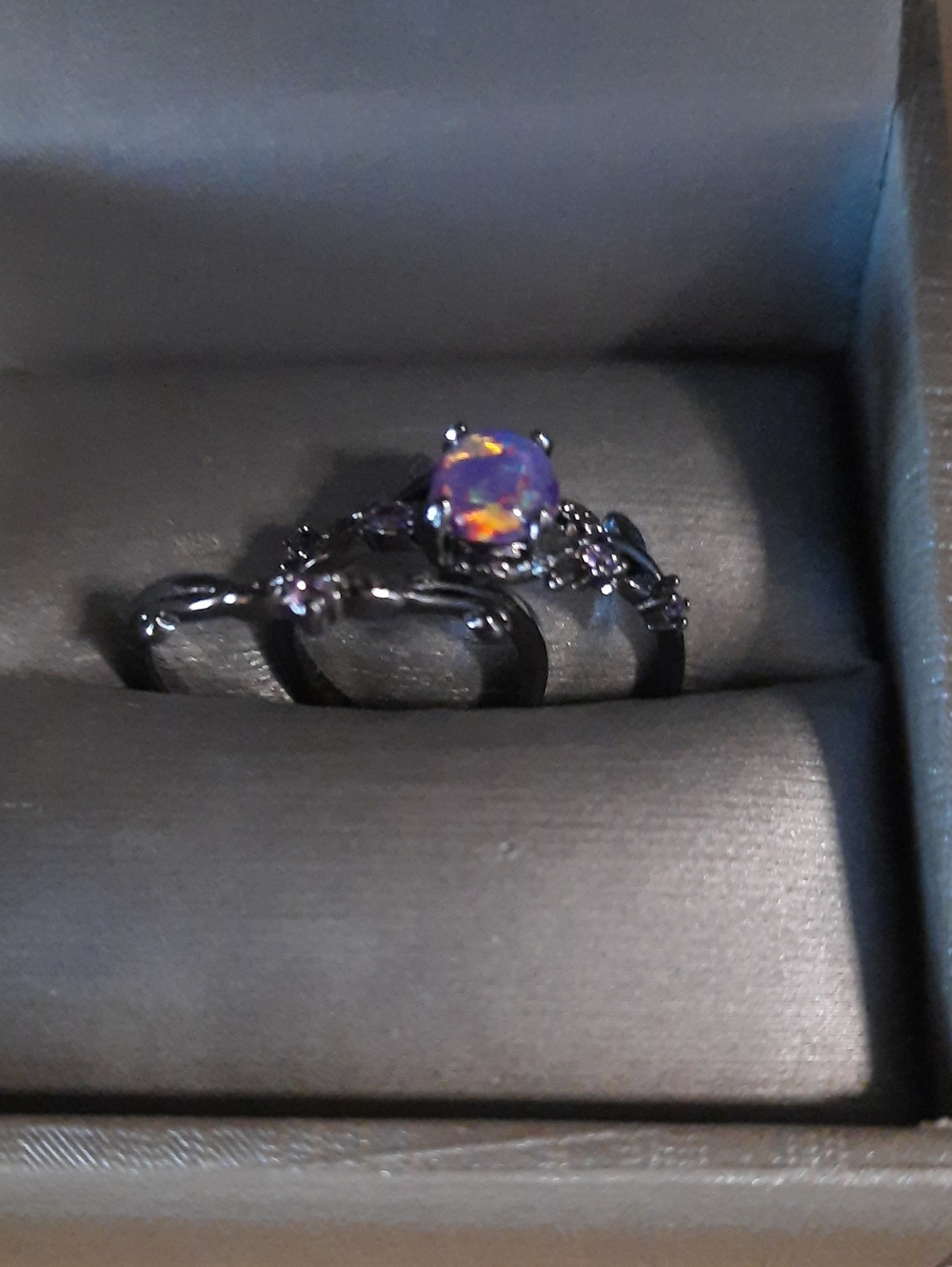 Elegant Pink Opal and Silver Ring Set - Women's Jewelry Size 6